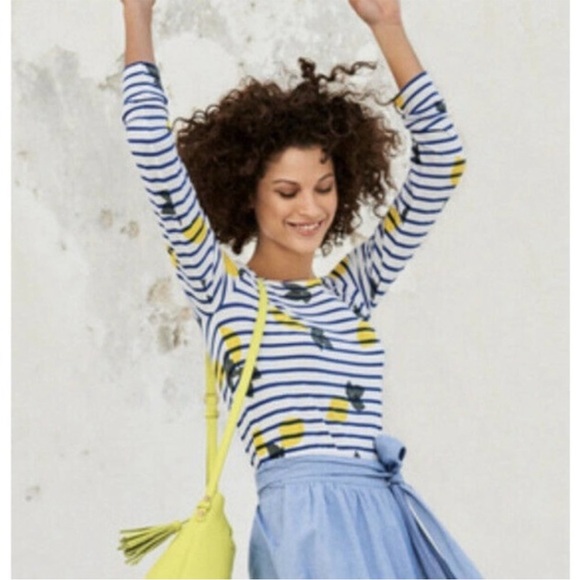 Boden Tops - BOGO! Boden Make a Statement Tee Striped Scattered Lemons Size 12